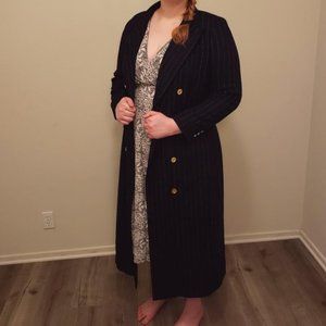 Harve Benard by Benard Holtzman Black Striped Wool Peacoat Size 16W